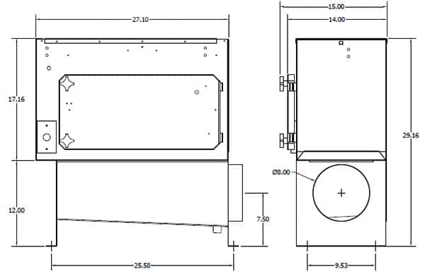 MistBuster 500 with 8 inch inlet sloped plenum diagram