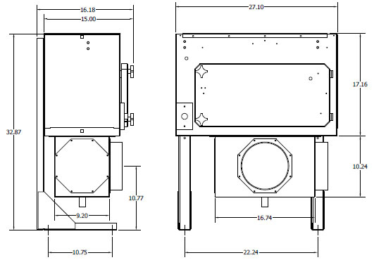 MistBuster 500 with machine mount legs diagram and sepcs