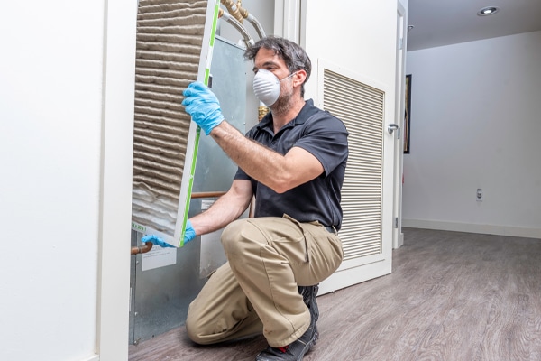 Guy Looking at Large Air Filter