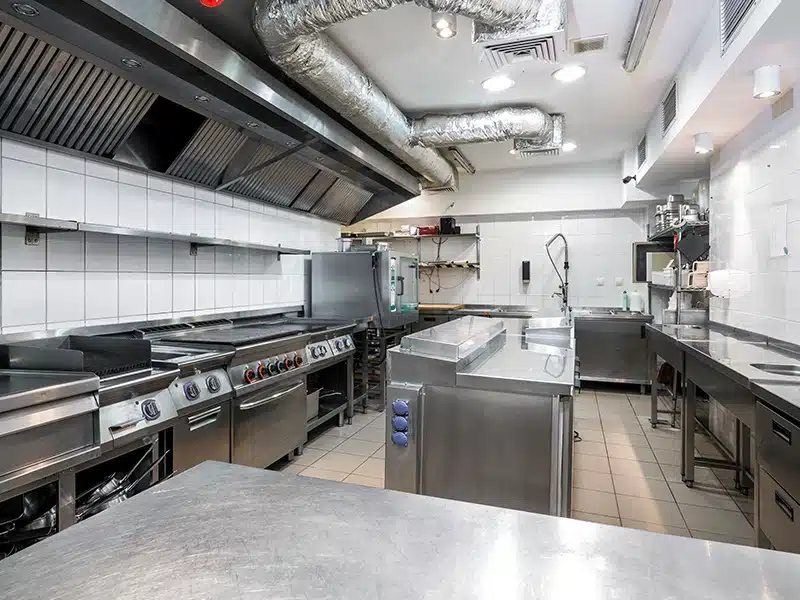 Empty modern kitchen with exhaust