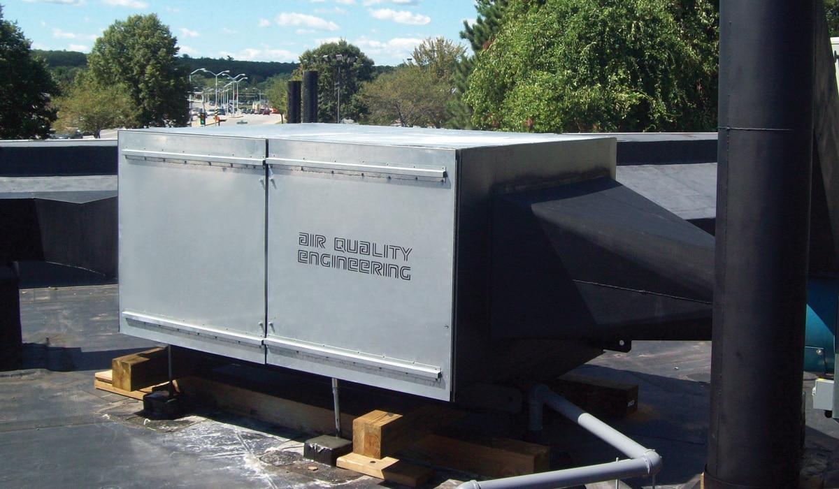 large media filter enclosure on roof